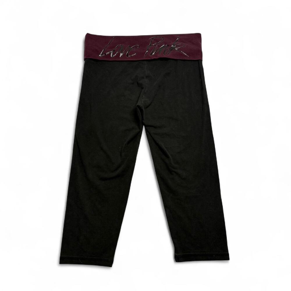 Y2K Fold Over Victorias Secret “love pink “ low rise Capri cotton leggings